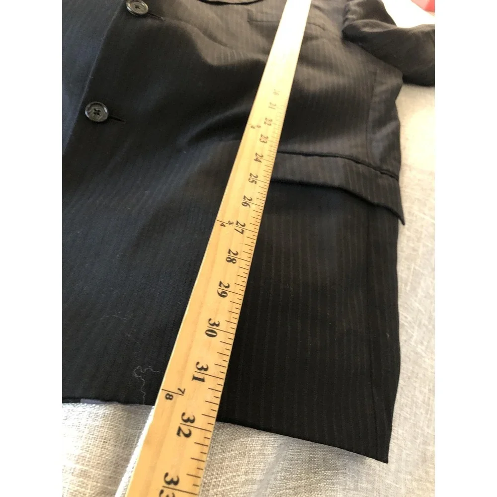 Henry Grethel Design Suit Mens 44R Black Pinstripe 2 Piece 2 Button Pleated